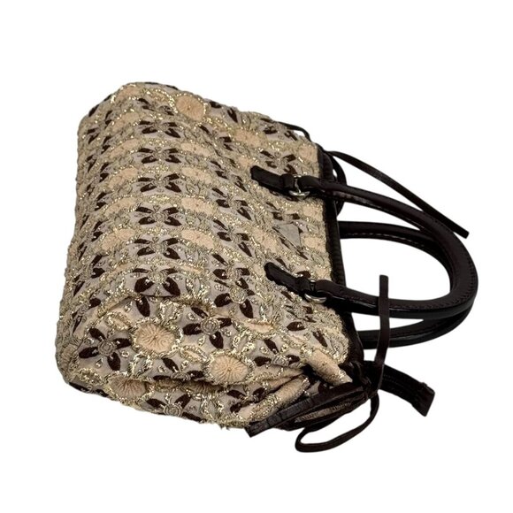 Vintage Prada Bow Cloquet Top Handle Bag Triangle Logo Metallic Evening Bag - Picture 4 of 15